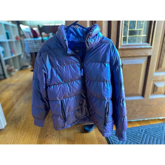 Wild Fable Purple Iridescent Puffer Jacket Size Medium VGUC - Picture 1 of 6